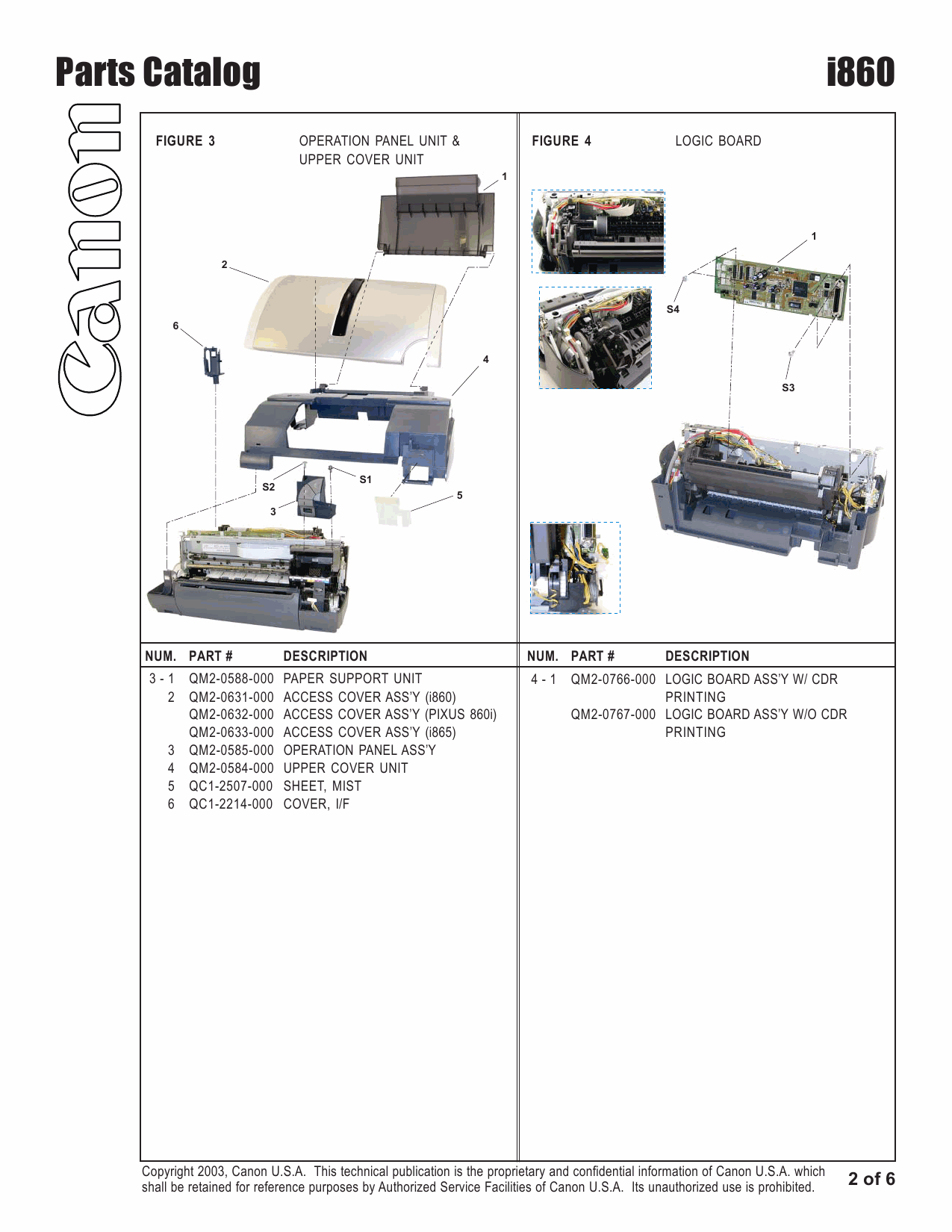 Canon PIXUS i860 Parts Catalog Manual-3